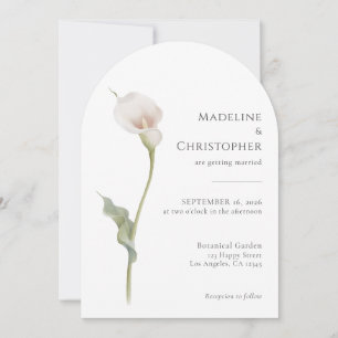 Moderne minimalistische Weiße Calla-Lilie Hochzeit Einladung