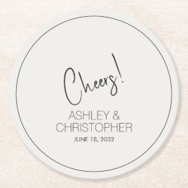 Moderne Minimalistische Weiße Hochzeit Runder Pappuntersetzer