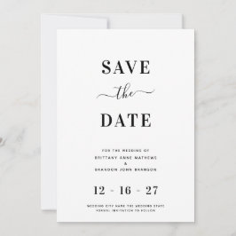 Moderne Minimalistische Weiße Hochzeit Save The Date