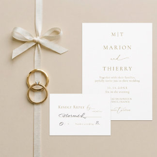 Moderne minimalistische weiße Hochzeits-RSVP Einladung