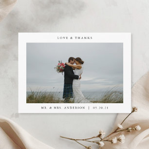 Moderne Minimalistische Weiße Rahmen Foto Hochzeit Dankeskarte