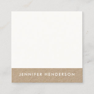 Moderne minimalistische weiße rustikale Kraftkraft Quadratische Visitenkarte