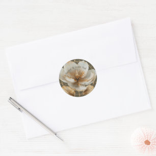 Moderne minimalistische weiße und goldene Hochzeit Runder Aufkleber