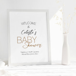 Moderne Minimalistische White Baby Dusche Empfang Poster
