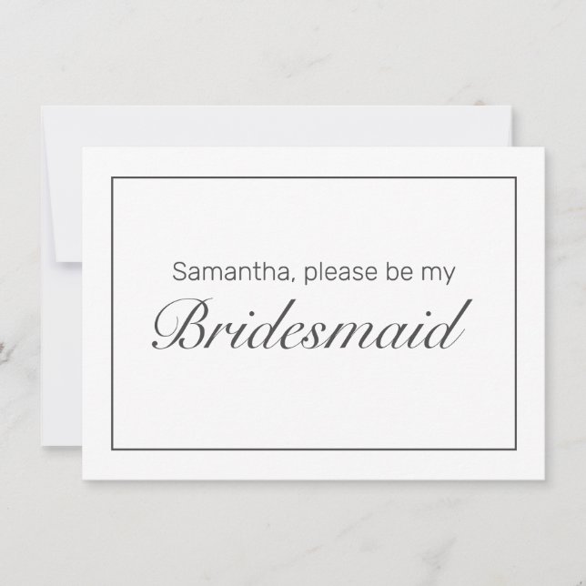 Moderne Minimalistische White Black Bridesmaid Car Save The Date (Vorderseite)