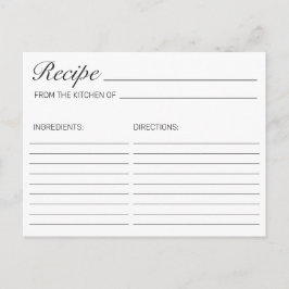 Moderne Minimalistische White Brautparty Rezept Ca Postkarte