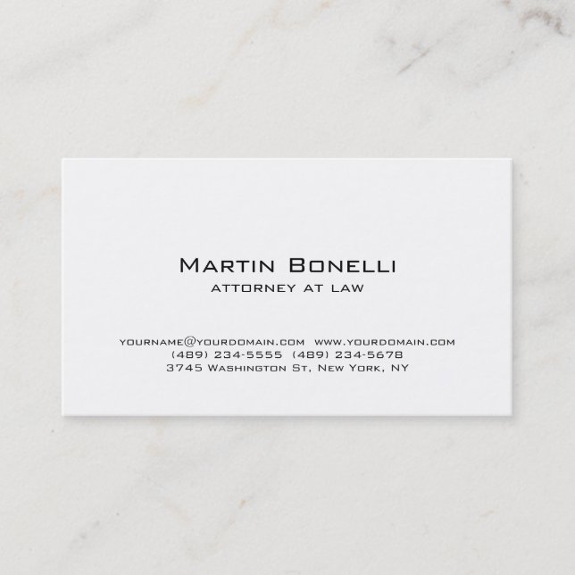 Moderne Minimalistische White Business Card Visitenkarte (Vorderseite)