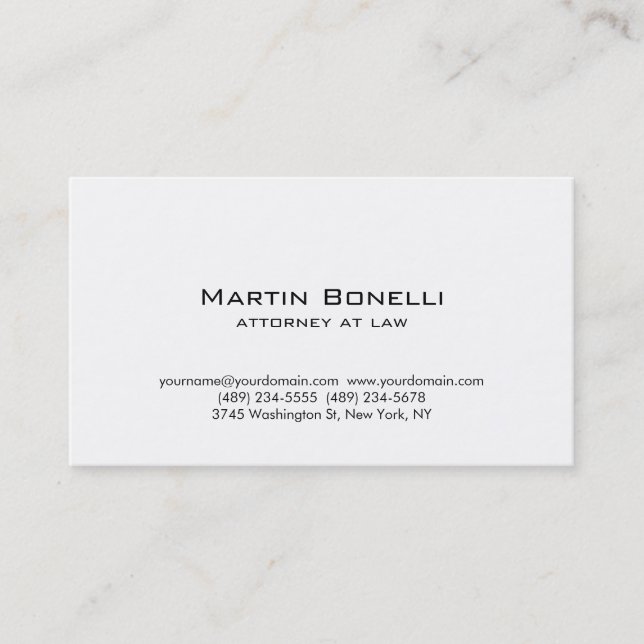 Moderne Minimalistische White Business Card Visitenkarte (Vorderseite)