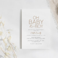 Moderne Minimalistische White Oh Baby Boy Dusche