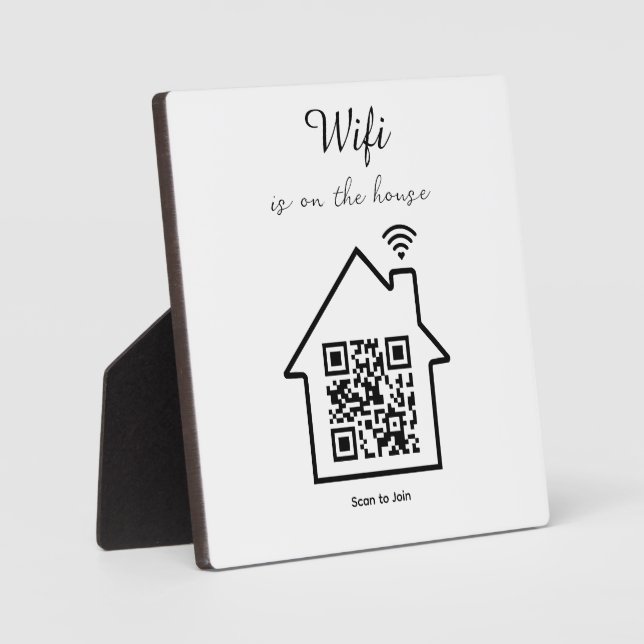 Moderne Minimalistische WiFi QR Code Tabletop Plaq Fotoplatte (Vorderseite)