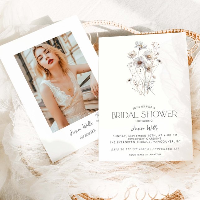 Moderne Minimalistische Wildblume Bouquet Brautpar Einladung (Von Creator hochgeladen)