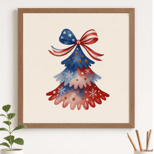Moderne minimalistische Winterbaum-patriotische Wa Poster
