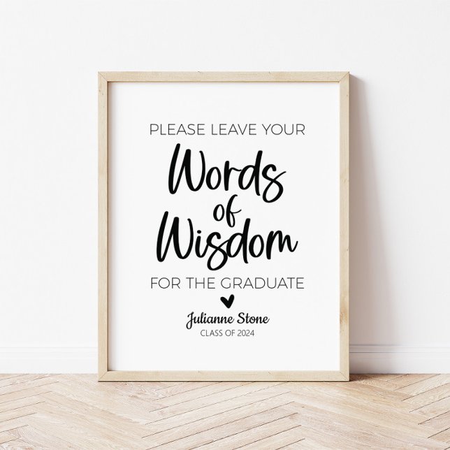 Moderne Minimalistische Wörter des Weisheitsgradui Poster (Von Creator hochgeladen)