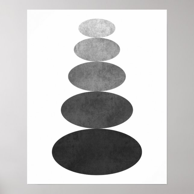 Moderne minimalistische Zen-Kies-Kunstdrucke Poster (Vorne)