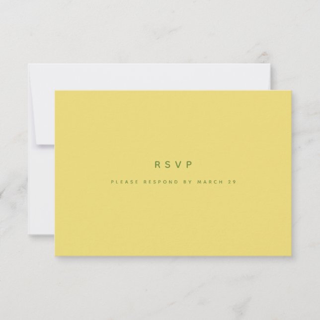 Moderne minimalistische Zitronengelb Hochzeits-QR- RSVP Karte (Vorderseite)