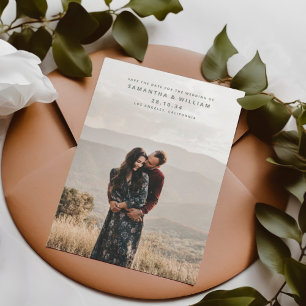 Moderne minimalistischer Mix & Match Vollblut-Foto Save The Date