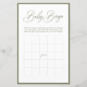 Moderne Minimalkalligraphie Baby Bingo