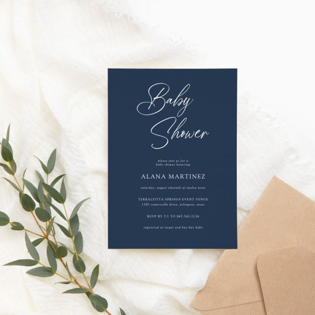 Moderne Minimalkalligraphie | Babydusche Einladung (Von Creator hochgeladen)