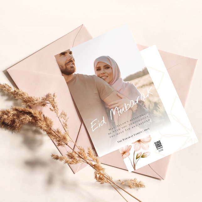 Moderne Minimalkalligraphie Eid Mubarak Foto Feiertagskarte (Von Creator hochgeladen)