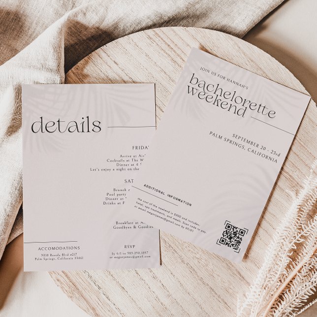 Moderne Minimalpalmen | Bachelorette Weekend Einladung (Von Creator hochgeladen)