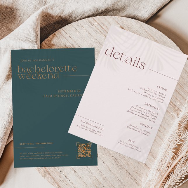 Moderne Minimalpalmen | Bachelorette Weekend Einladung (Von Creator hochgeladen)