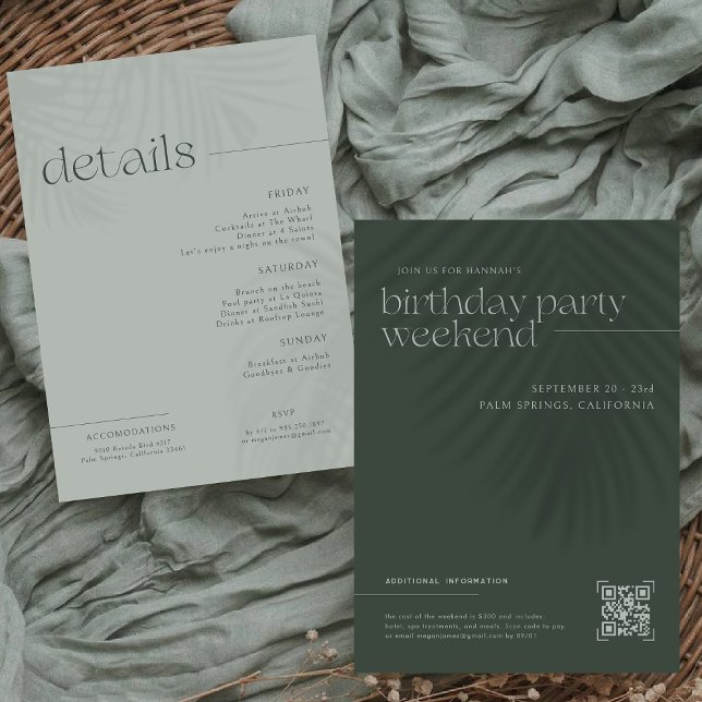 Moderne Minimalpalmen | Geburtstagswoche Einladung (Von Creator hochgeladen)