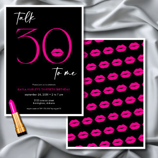 Moderne Minimalpinke Lippen sprechen 30 Geburtstag Einladung