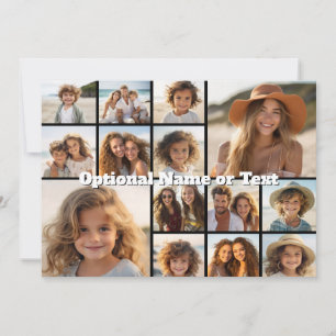 Moderne Minimals 14-Foto-Collage Schwarz - Weißer  Feiertagskarte