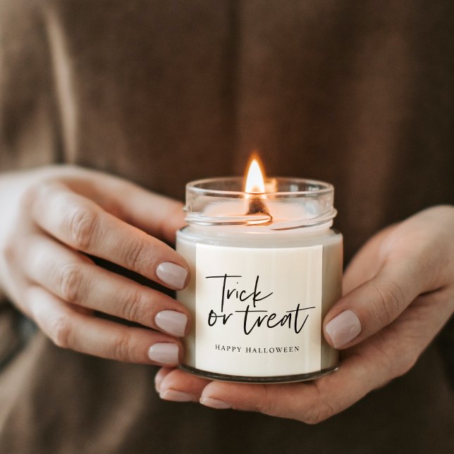 Moderne Minimaltricks und Leckerei | Frohe Hallowe Quadratischer Aufkleber (Von Creator hochgeladen)