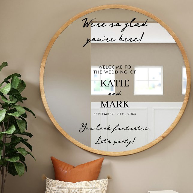 Moderne Minimalwillkommen bei unserem Hochzeitssym Fensteraufkleber (Modern Minimal Welcome To Our Wedding Sign Decal)