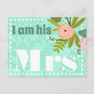 Moderne Mint Damask Hochzeit einladen Ankündigungspostkarte