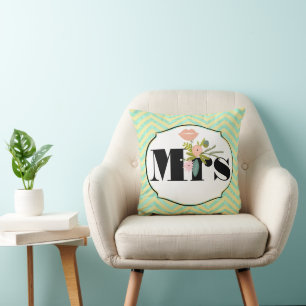 Moderne Mint Damask Hochzeit einladen Kissen