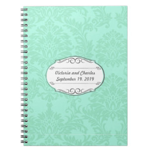 Moderne Mint Damask Hochzeit einladen Notizblock