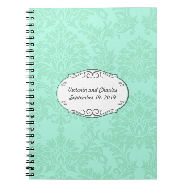 Moderne Mint Damask Hochzeit einladen Notizblock (Vorderseite)