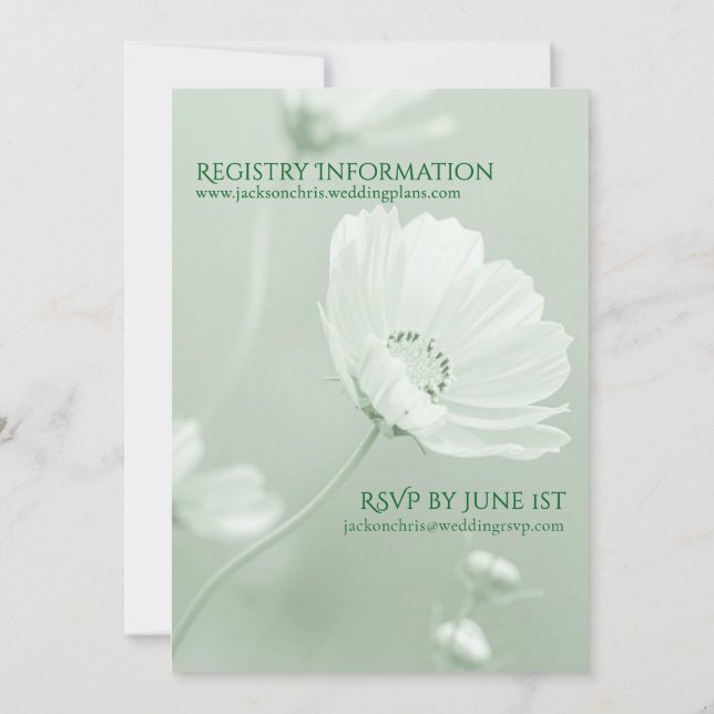 Moderne Mint-Weiche Florale Skript-Typografie-Hoch Einladung (Rückseite)