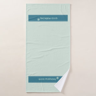 Moderne Mintblaue "Guten Morgen" Minimalistin Badehandtuch