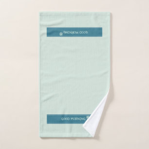 Moderne Mintblaue "Guten Morgen" Minimalistin Handtuch