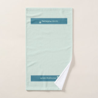 Moderne Mintblaue "Guten Morgen" Minimalistin Handtuch