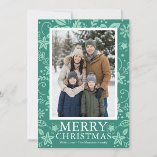 Moderne mintgrüne Foto-Weihnachtskarte Feiertagskarte