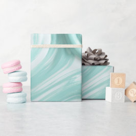 Moderne Minze Aqua Frische Fluss Weiß Abstraktes M Geschenkpapier