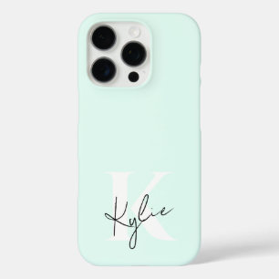 Moderne Minze Creme Personalisiert Monogramm Name  iPhone 16 Pro Hülle