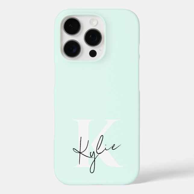 Moderne Minze Creme Personalisiert Monogramm Name  Case-Mate iPhone Hülle (Rückseite)