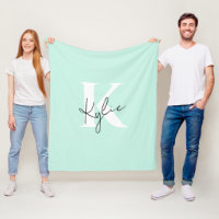 Moderne Minze Creme Personalisiert Monogramm Name