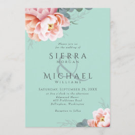 Moderne Minze grüne Blütenpfirsichblüte Einladung