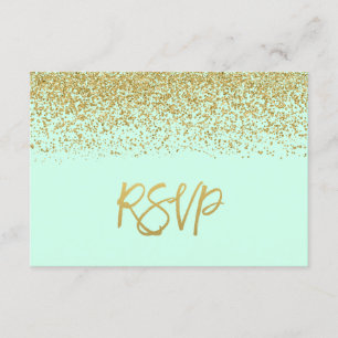 Moderne Minze Imitats Gold Glitzer UAWG RSVP Karte