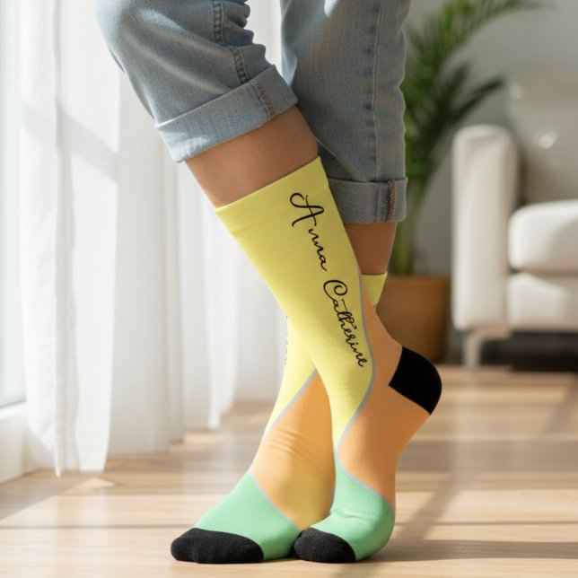 Moderne Minze- und Pfirsich-Pastell-Farbenblock mi Socken (Von Creator hochgeladen)