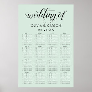 Moderne Minze und Schwarze Schrift Hochzeit Poster