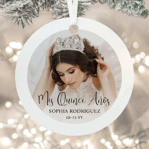 Moderne Mis Quince Años Quinceañera 2 Foto Ornament Aus Metall