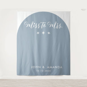 Moderne Miss zu Mrs Brautparty blaue Architektur Wandteppich