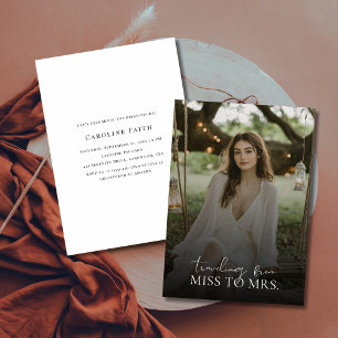 Moderne Miss zu Mrs. Overlay Foto Brautparty Einladung